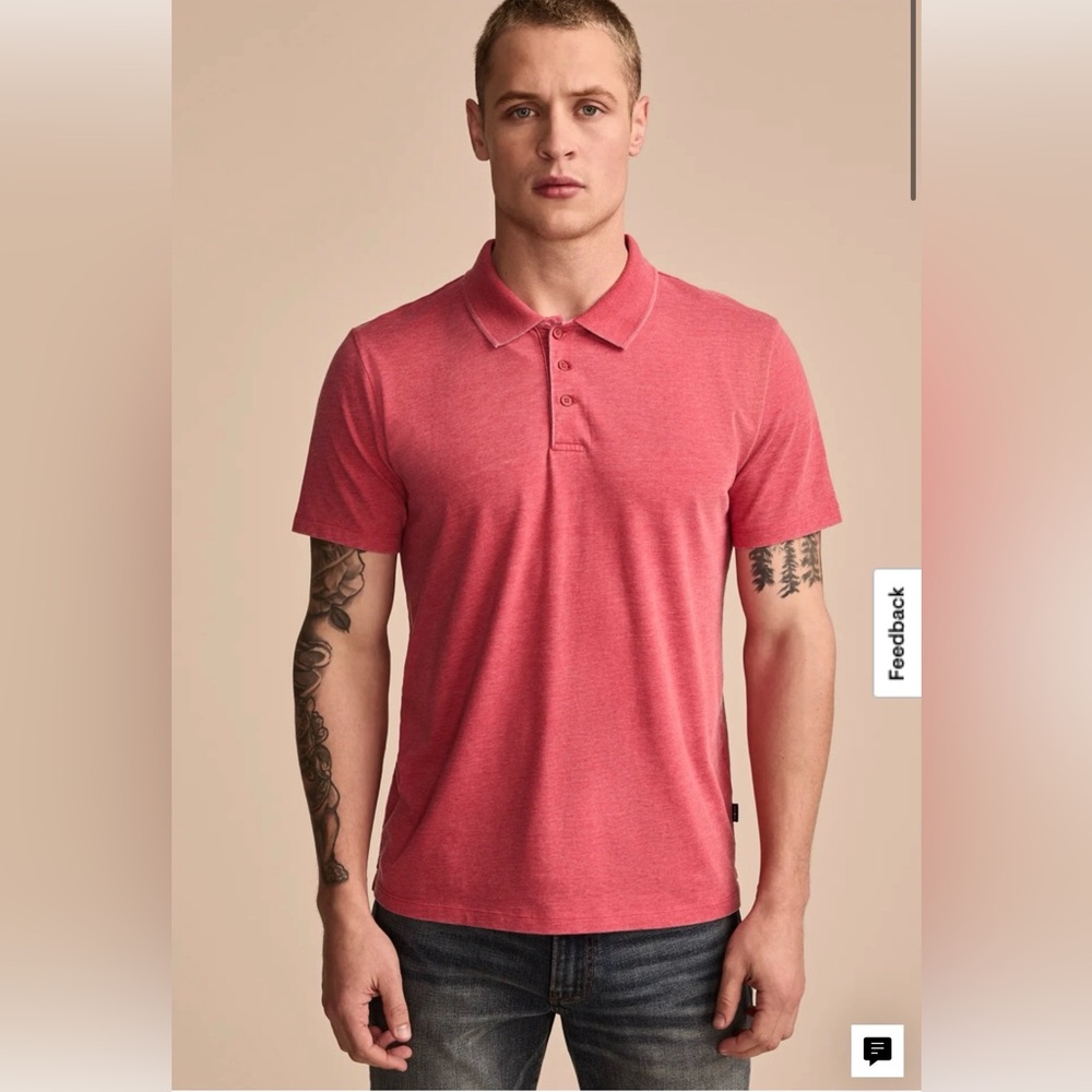 Men lucky brand Venice burnout polo mars red size large